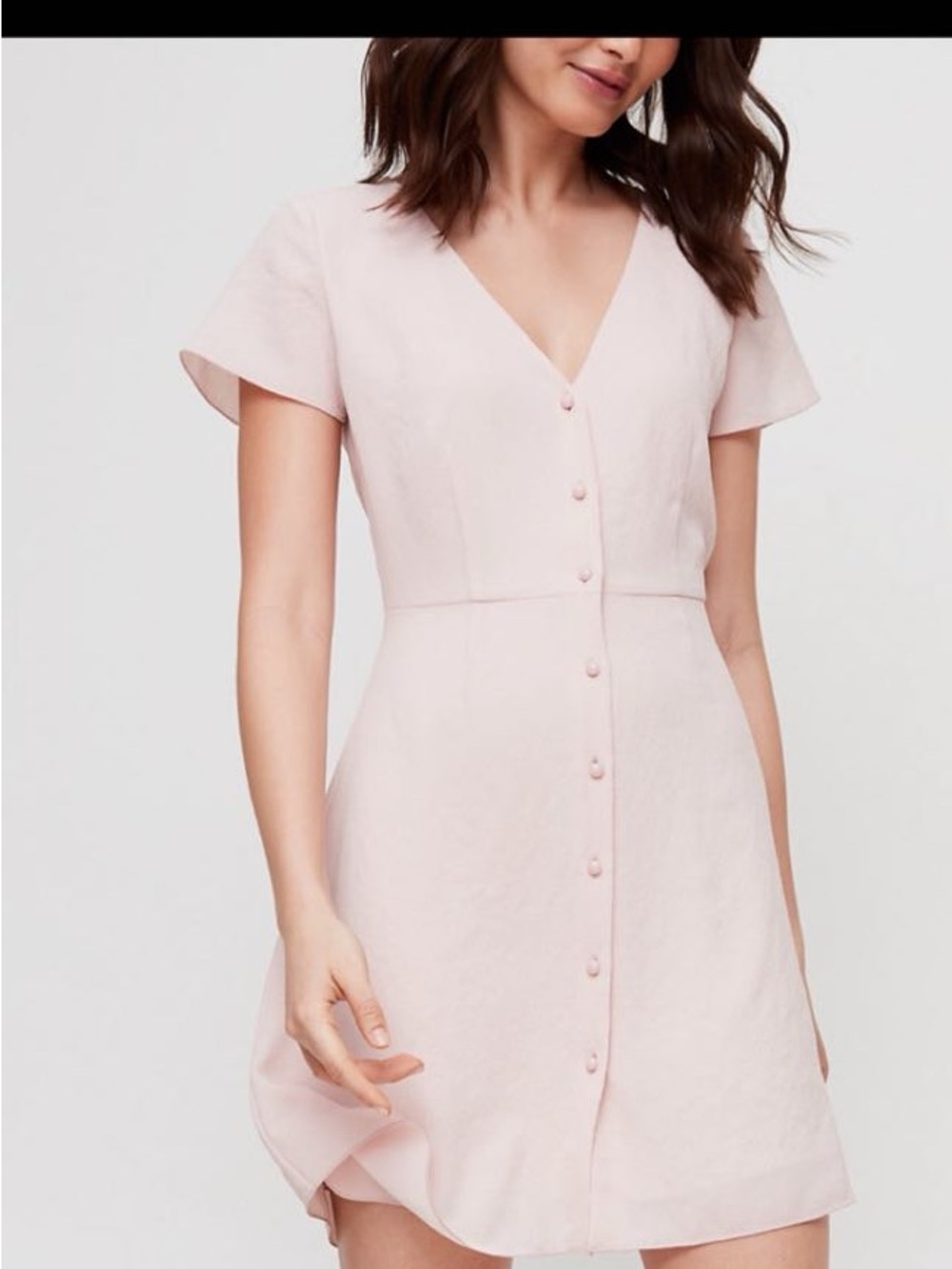 Aritzia Wilfred Button-Front Light Pink Short Sleeve Nazaire Dress